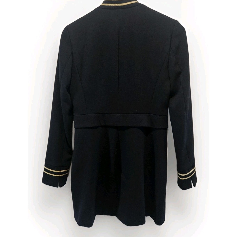 Zara Women Military Band Frock Coat XS Gold Button Trim Dark Academia Navy - Picture 5 of 5